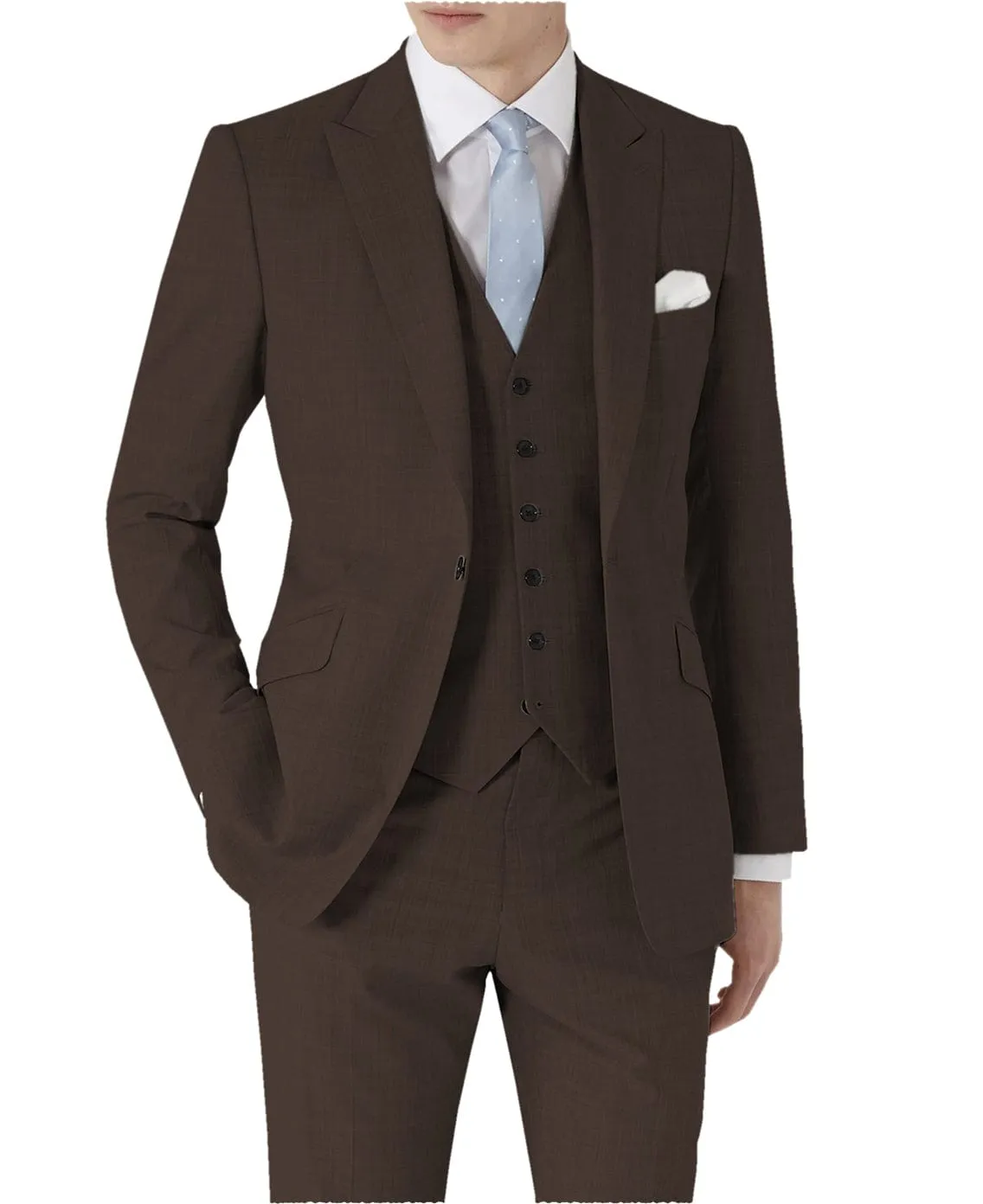 3 Pieces Single Buttons Peak Lapel Men Suit（Blazer Vest Pants）