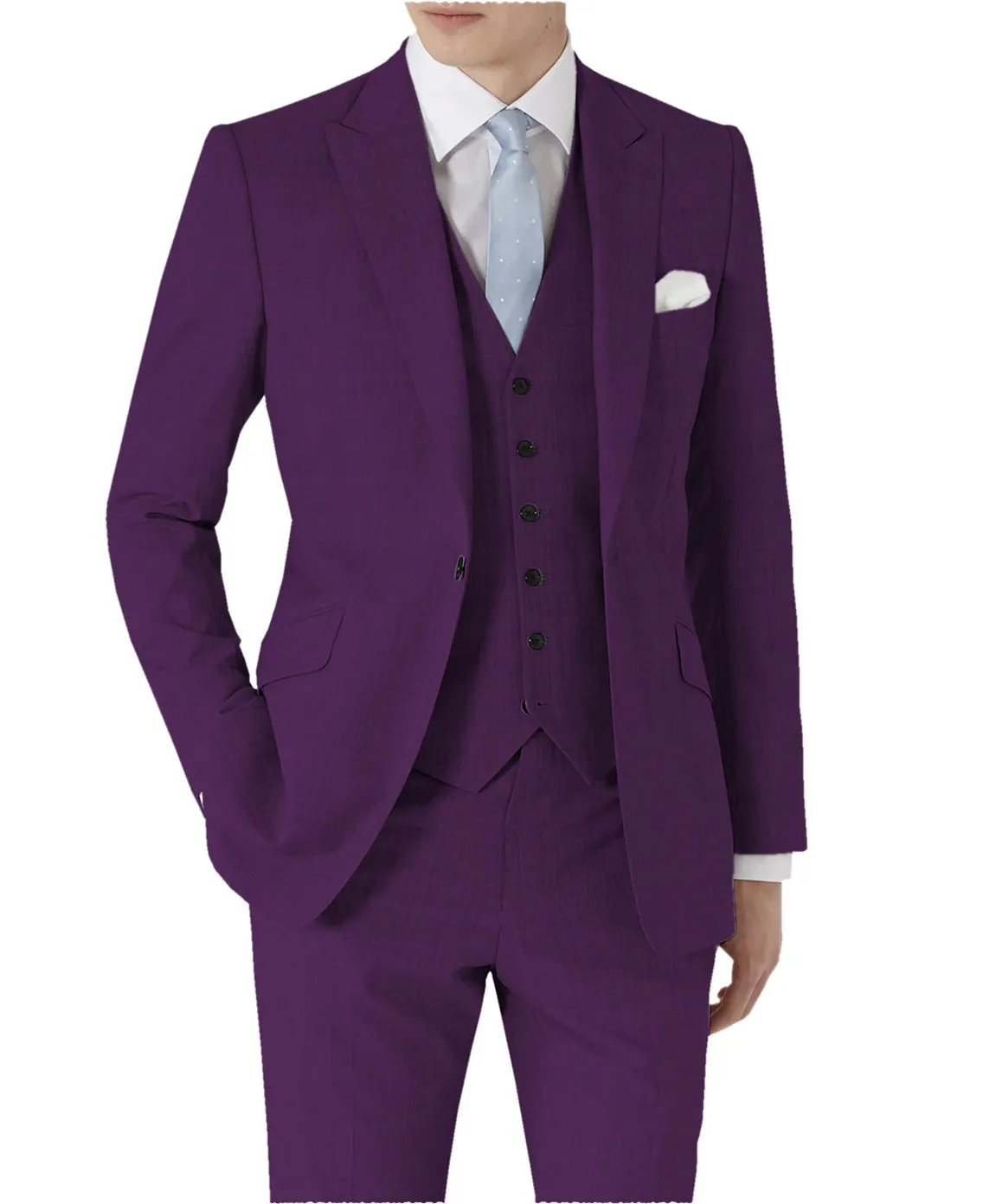 3 Pieces Single Buttons Peak Lapel Men Suit（Blazer Vest Pants）