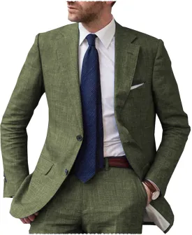 Business Notch Lapel Single Breasted Men Suit (Blazer Pants)
