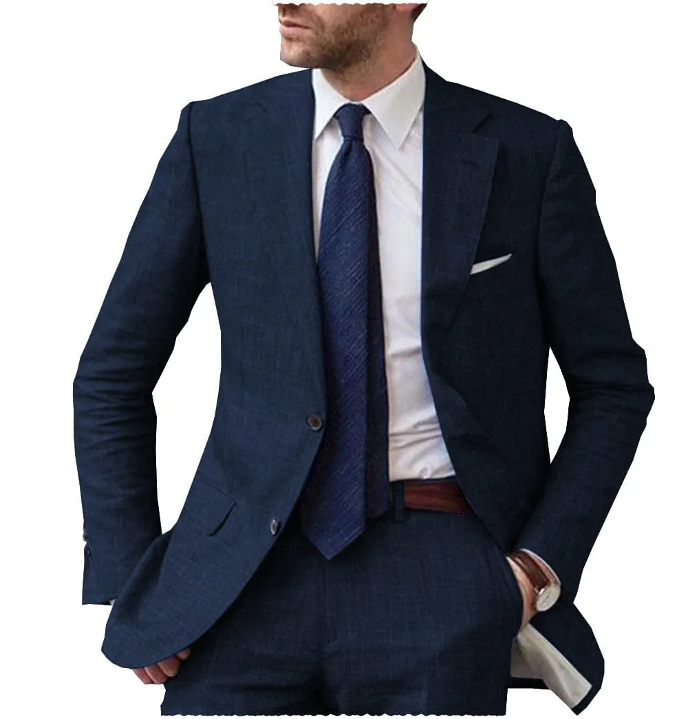 Business Notch Lapel Single Breasted Men Suit (Blazer Pants)