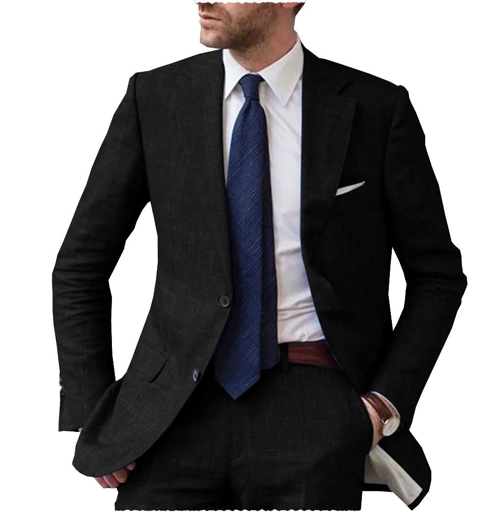 Business Notch Lapel Single Breasted Men Suit (Blazer Pants)