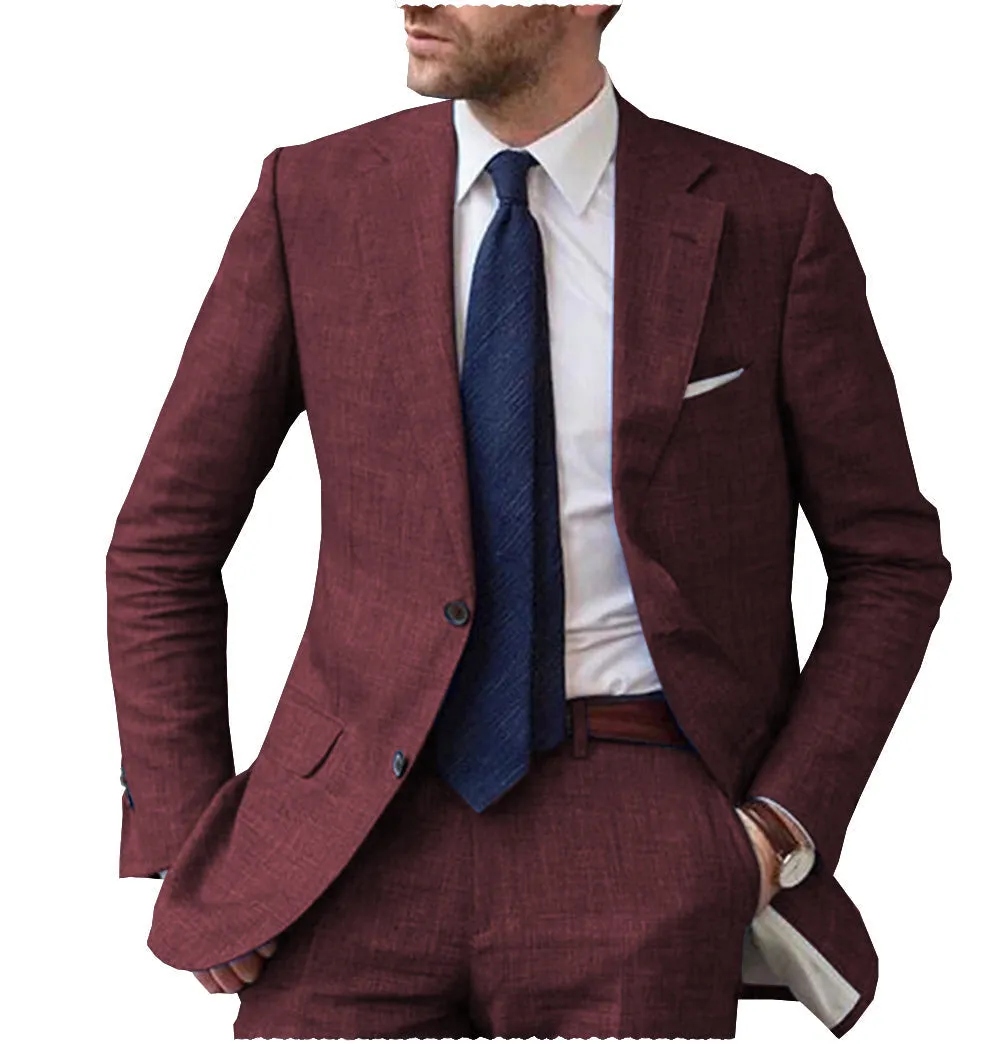 Business Notch Lapel Single Breasted Men Suit (Blazer Pants)
