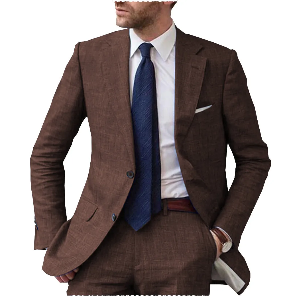 Business Notch Lapel Single Breasted Men Suit (Blazer Pants)