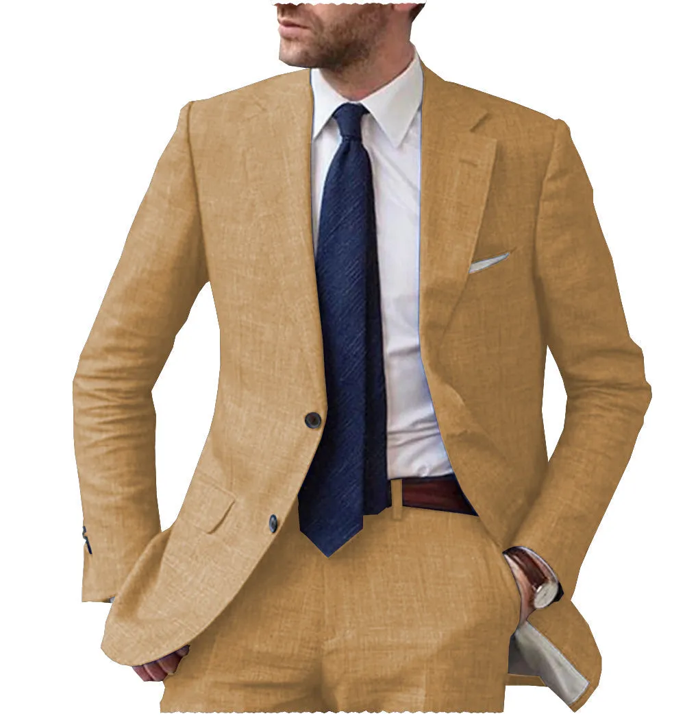 Business Notch Lapel Single Breasted Men Suit (Blazer Pants)
