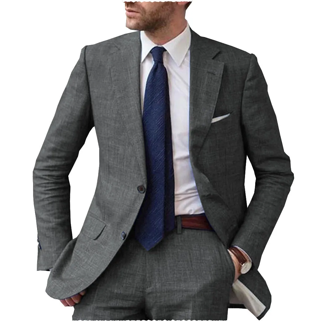 Business Notch Lapel Single Breasted Men Suit (Blazer Pants)