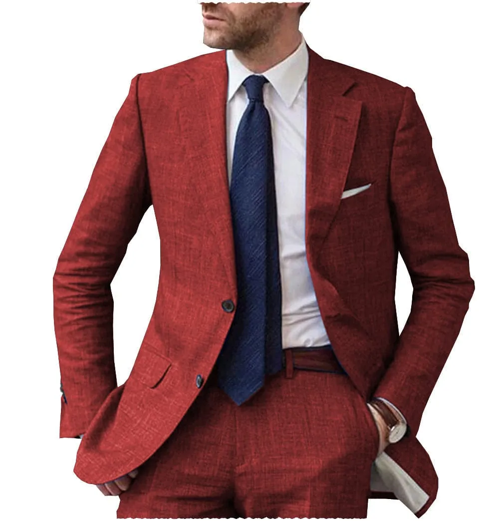 Business Notch Lapel Single Breasted Men Suit (Blazer Pants)