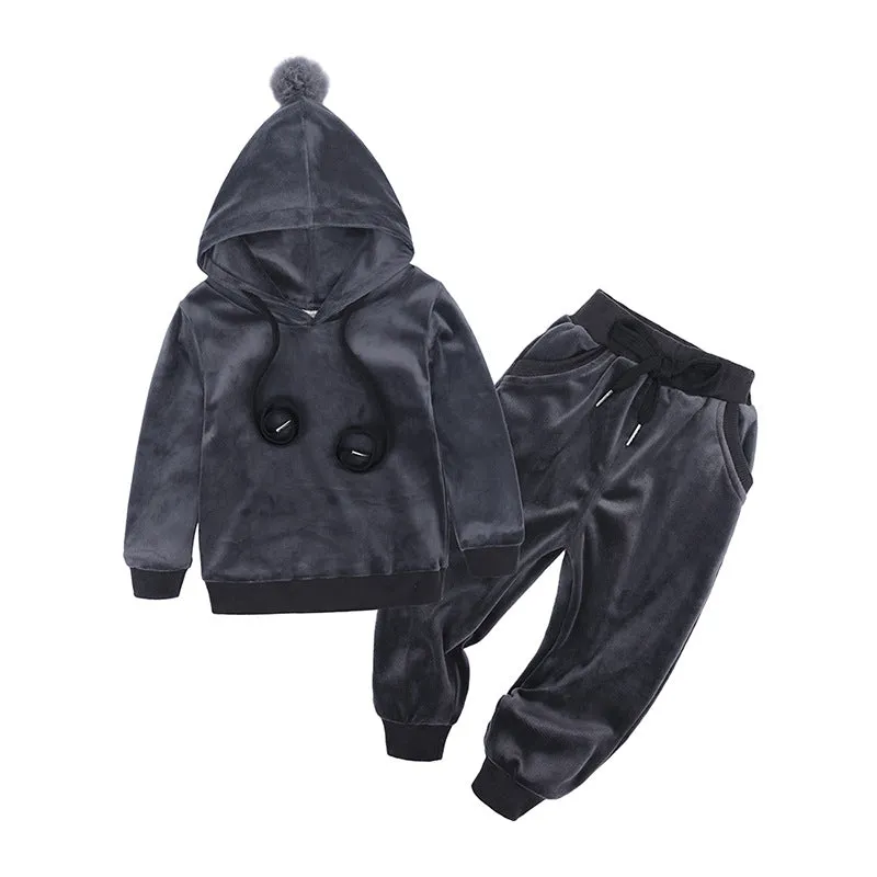 Children's fur ball sweater suit