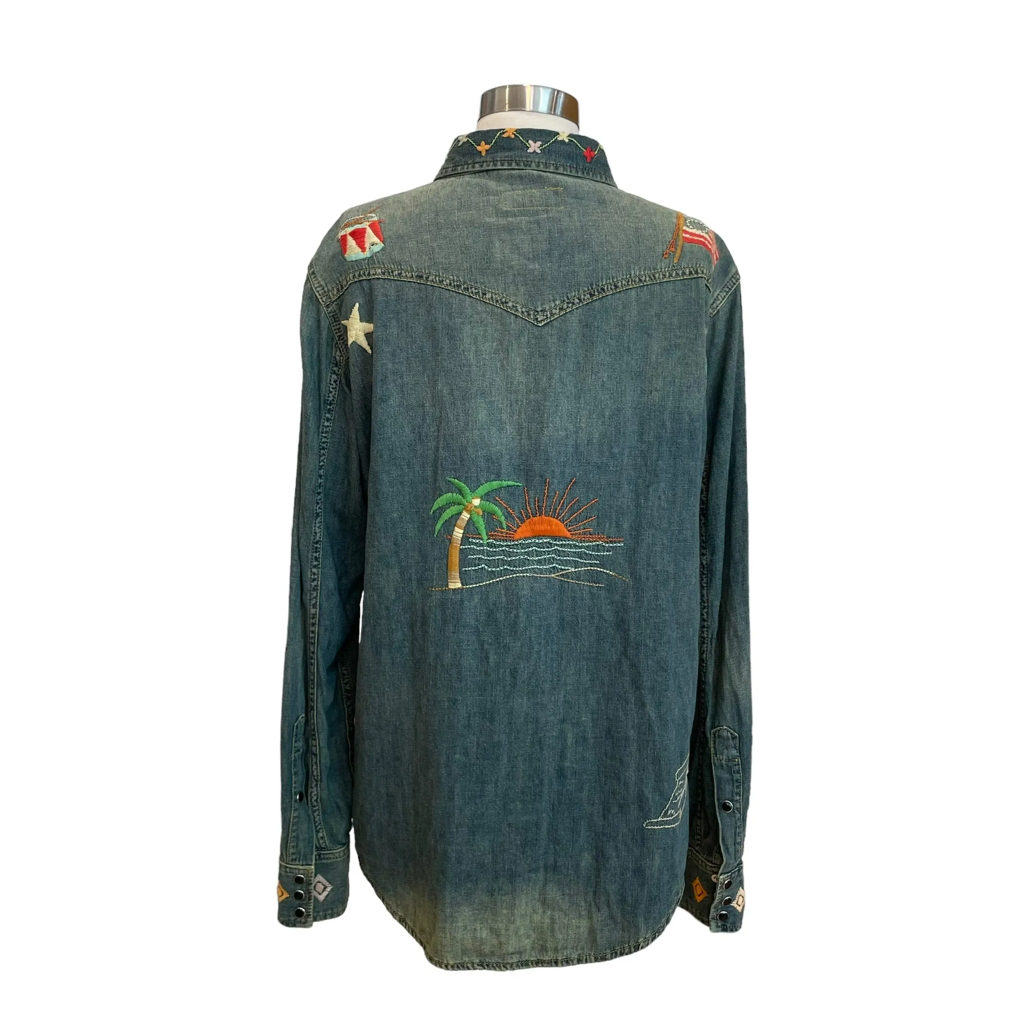 Denim Embroidered Shirt - XL