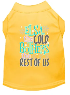 Elsa, The Cold Screen Print Dog Shirt Yellow Xl