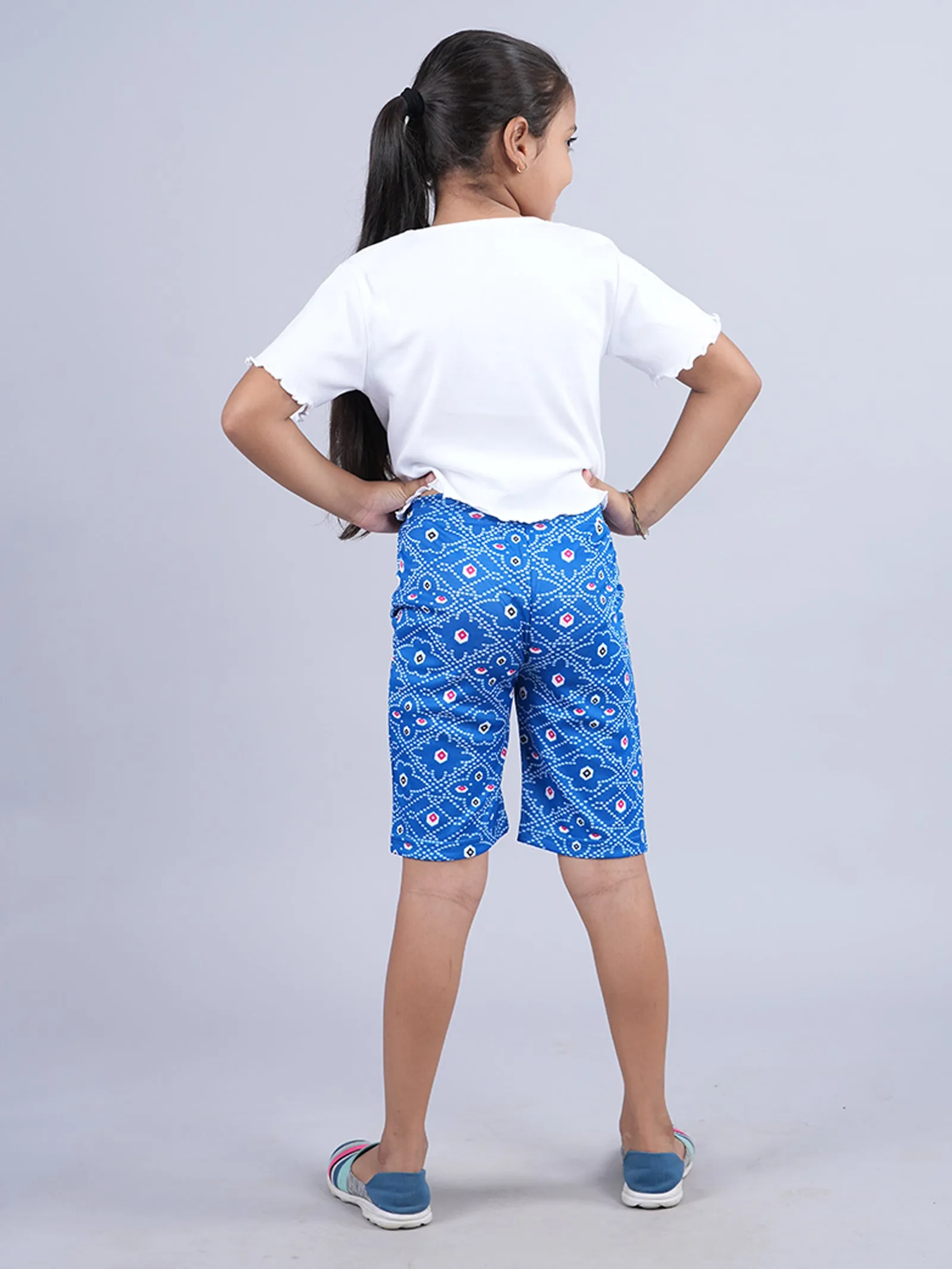 Girls Solid Crop Tee & Cycling Shorts Set