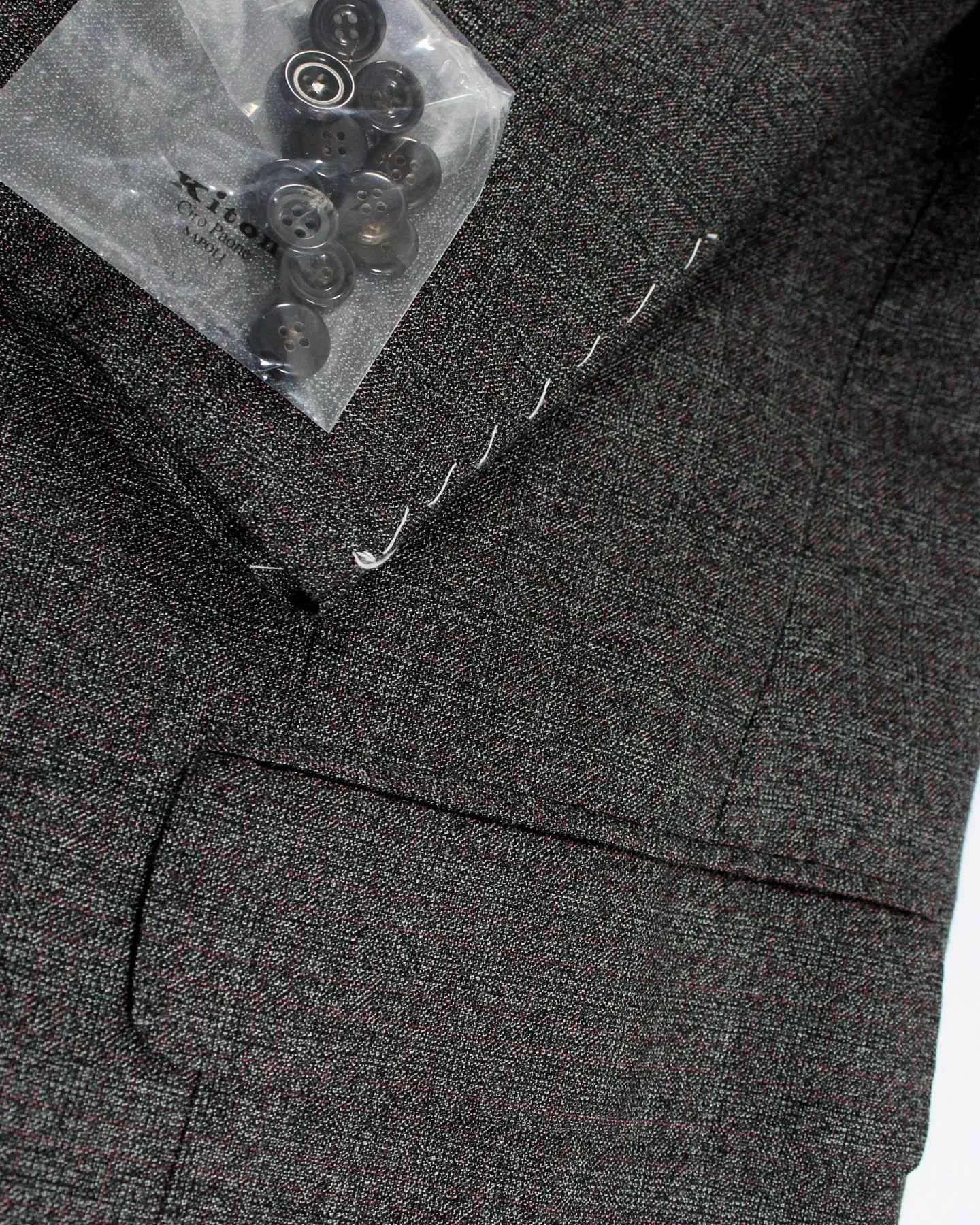 Kiton Suit Bespoke Gray Check Plaid Cashmere EU 56 - US 44 L SALE