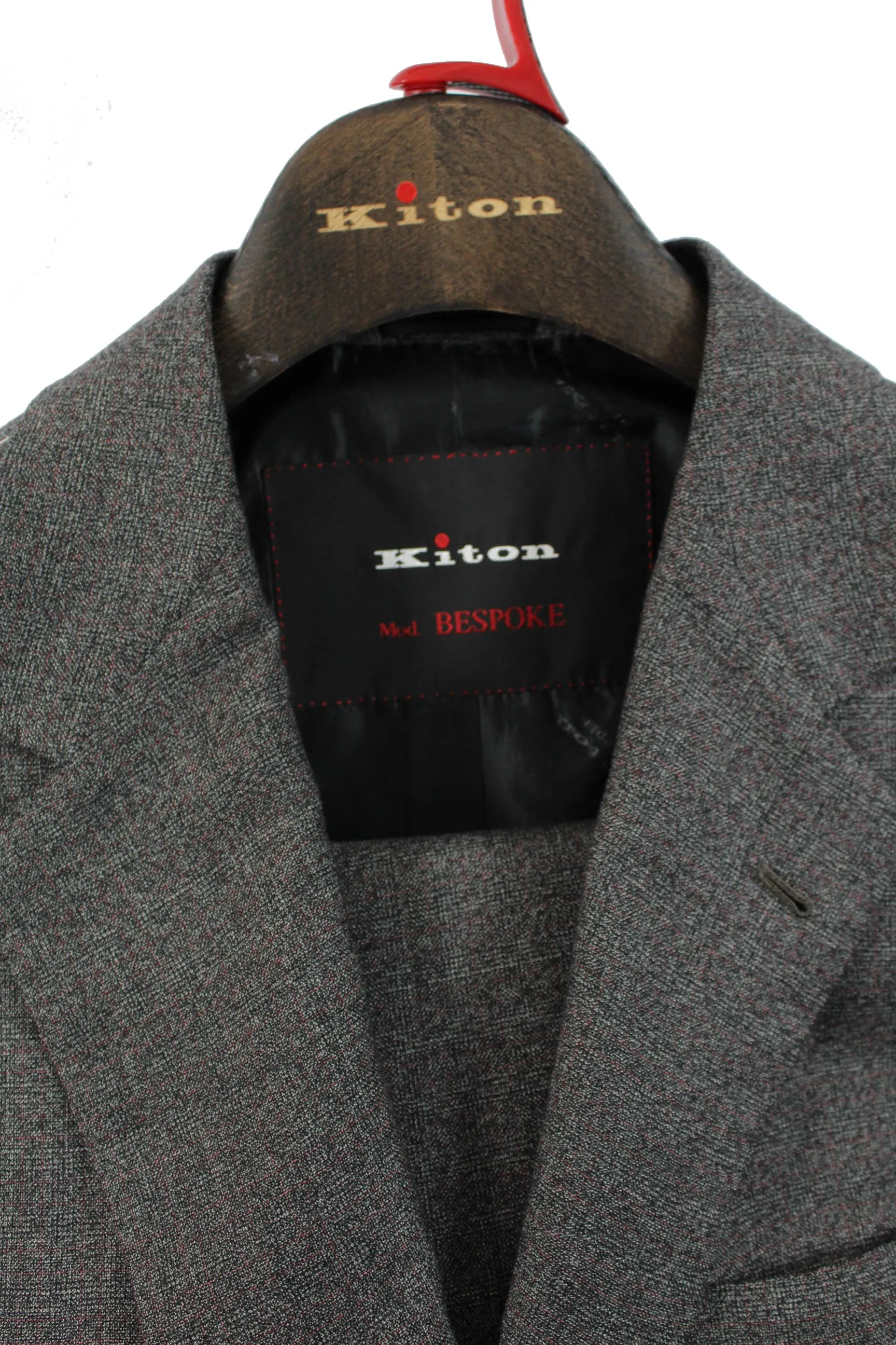 Kiton Suit Bespoke Gray Check Plaid Cashmere EU 56 - US 44 L SALE