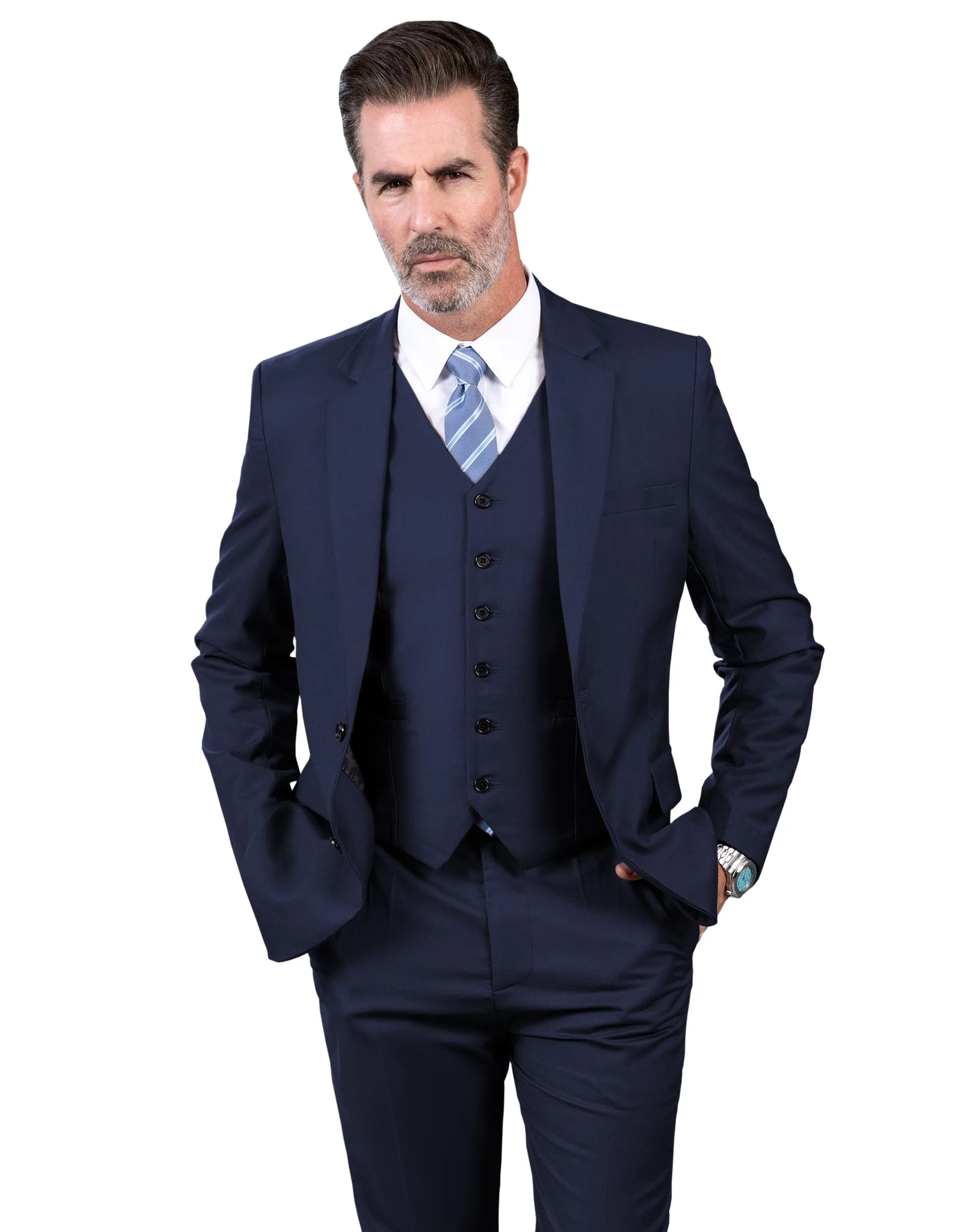 Men's Suit 3 Piece Business Casual Jacket For Wedding (Blazer Vest Pants)