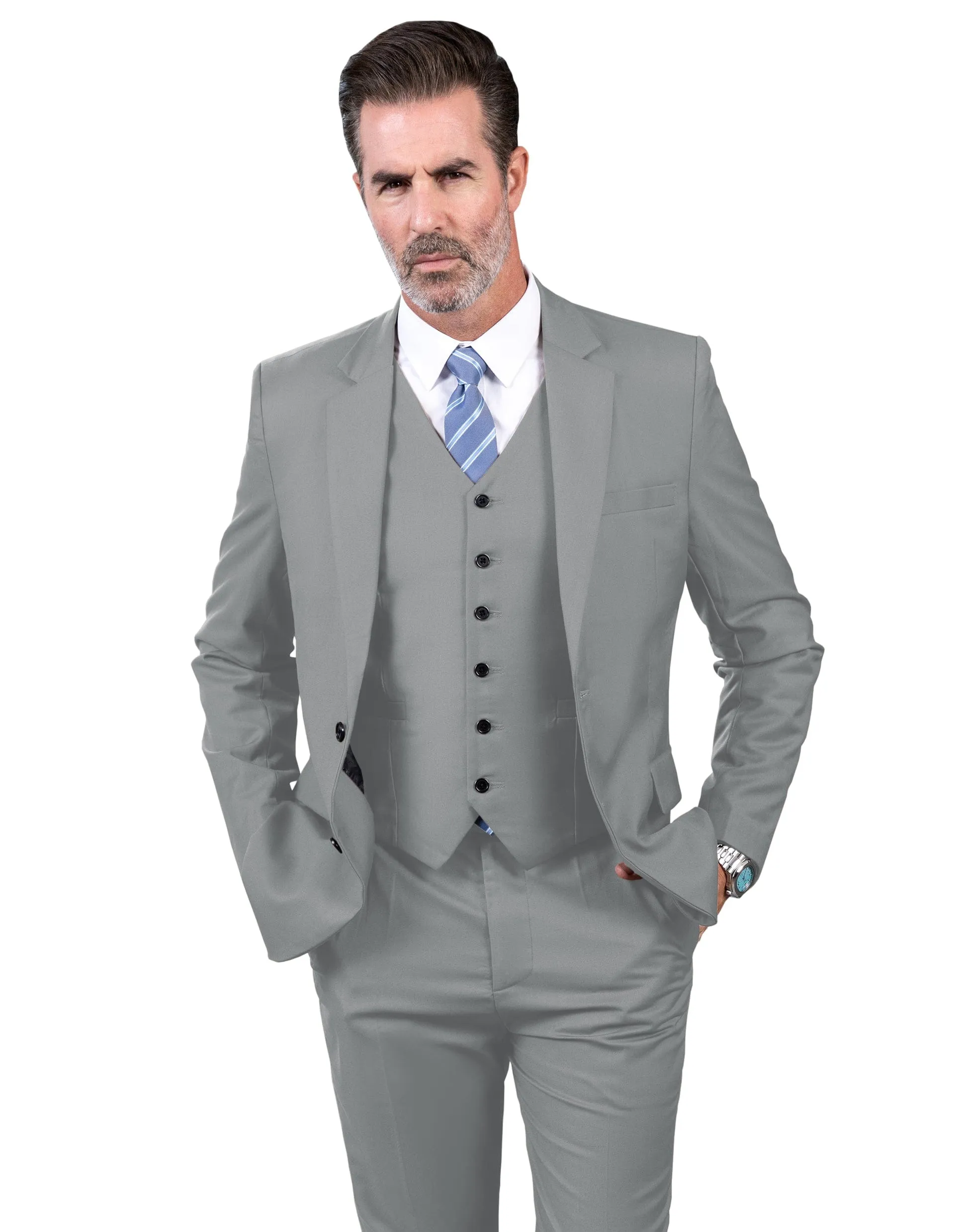 Men's Suit 3 Piece Business Casual Jacket For Wedding (Blazer Vest Pants)