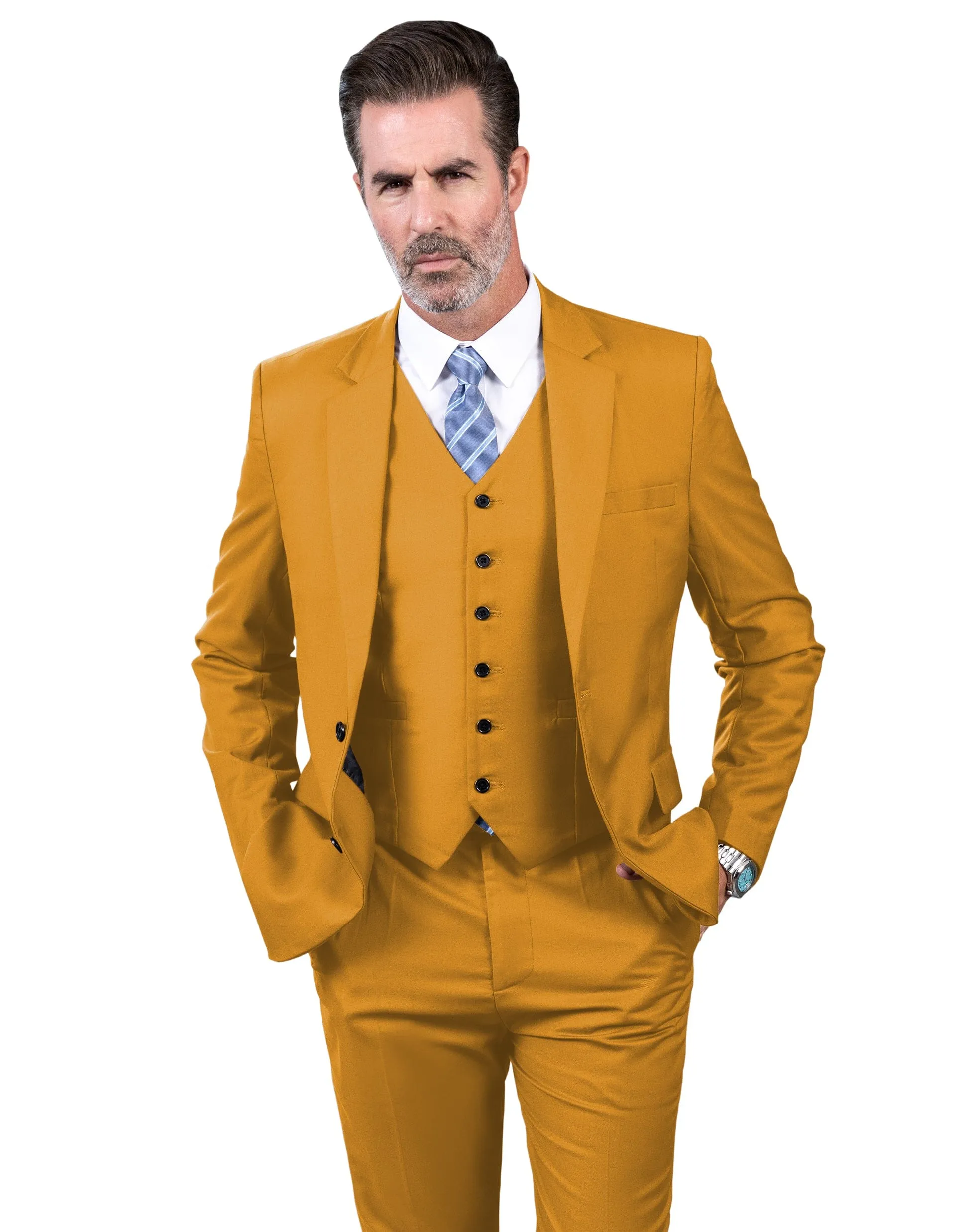 Men's Suit 3 Piece Business Casual Jacket For Wedding (Blazer Vest Pants)