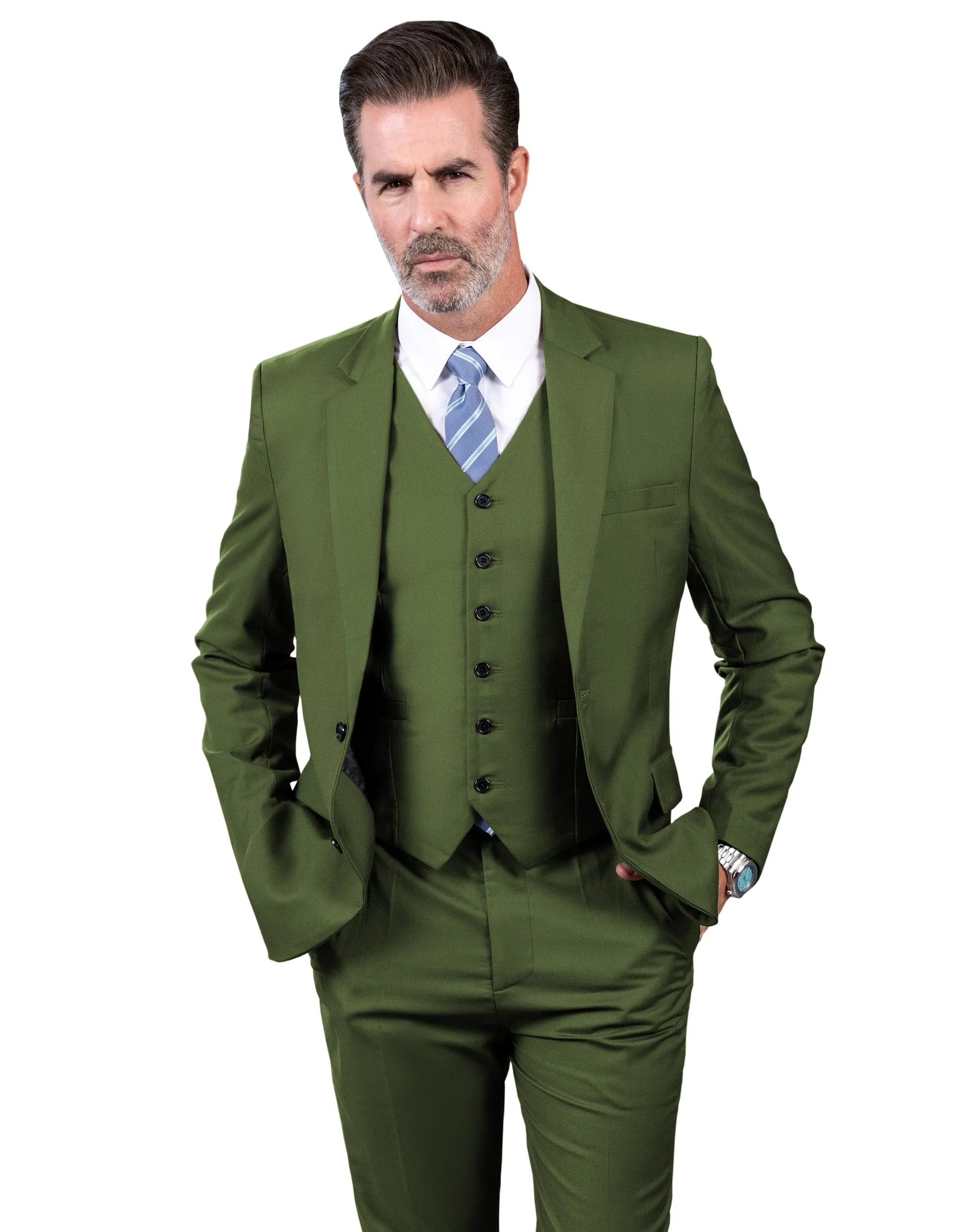 Men's Suit 3 Piece Business Casual Jacket For Wedding (Blazer Vest Pants)