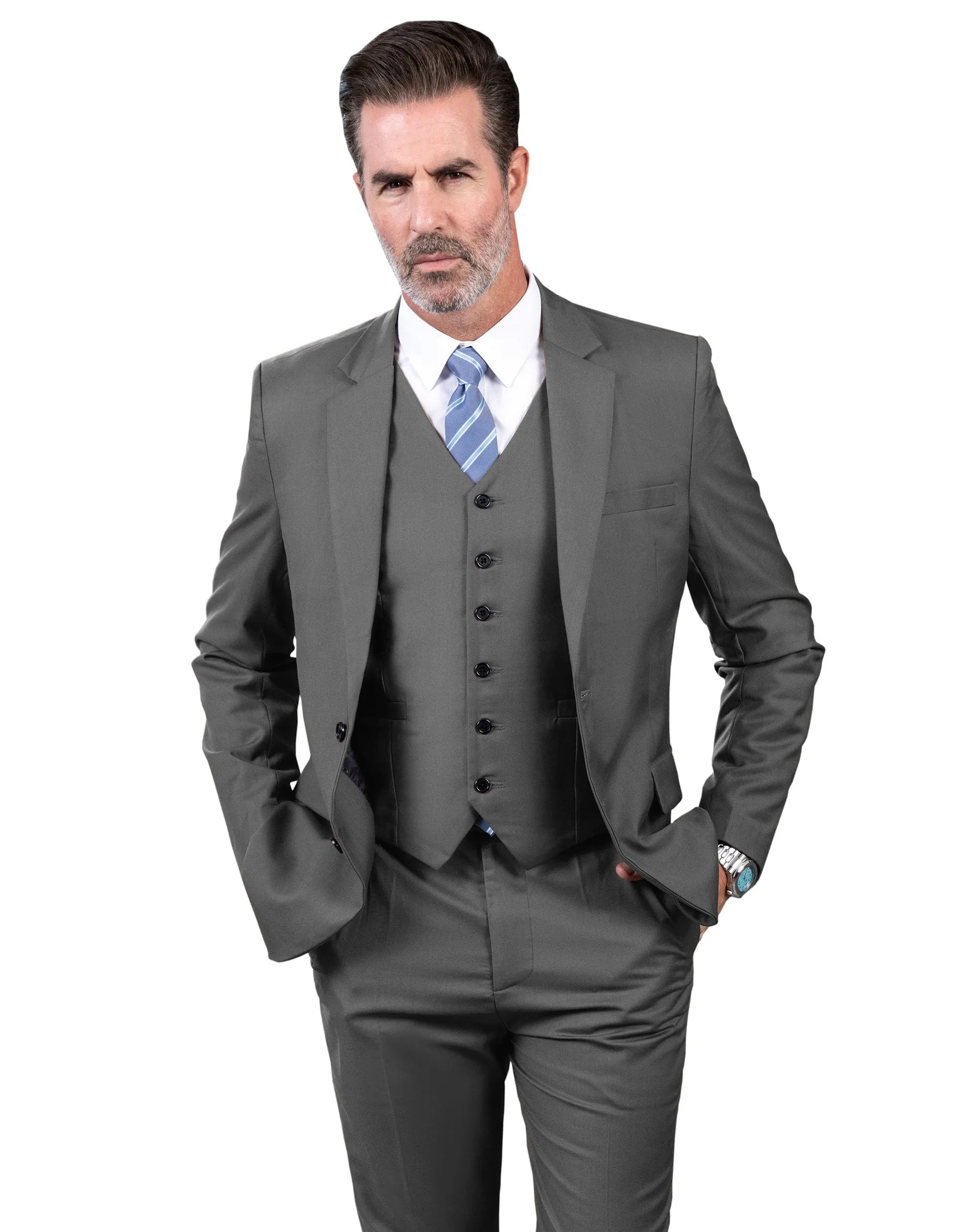 Men's Suit 3 Piece Business Casual Jacket For Wedding (Blazer Vest Pants)