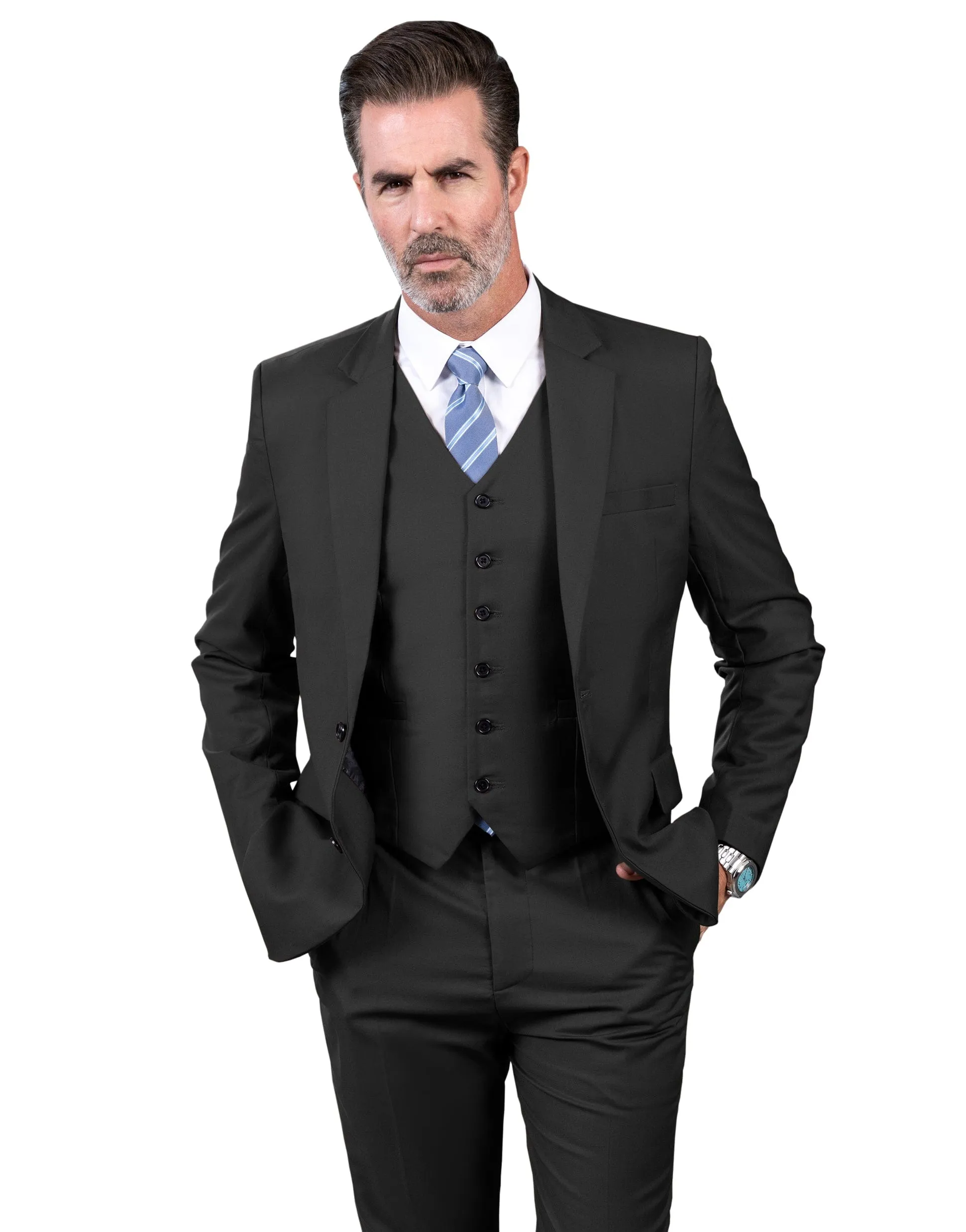 Men's Suit 3 Piece Business Casual Jacket For Wedding (Blazer Vest Pants)