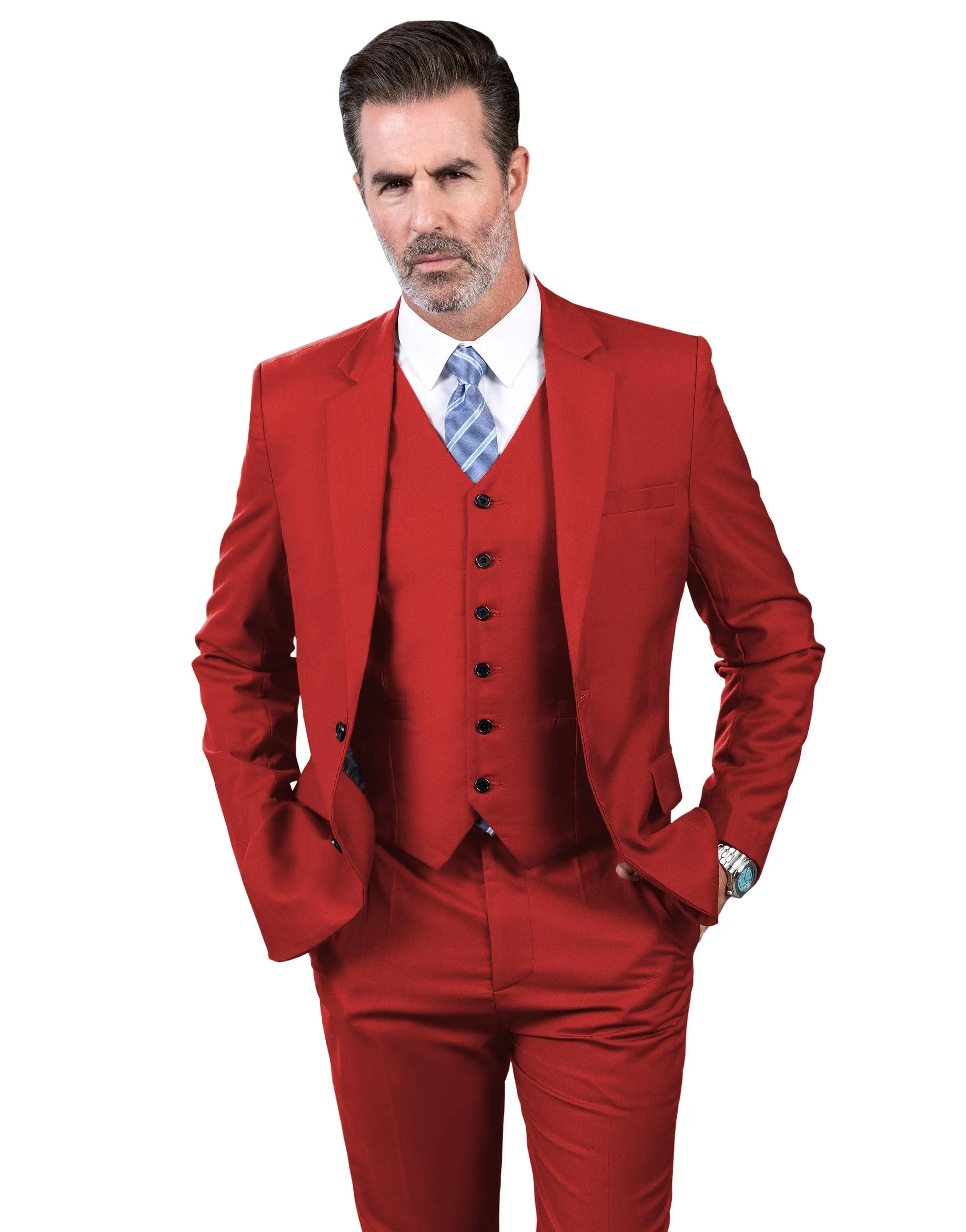 Men's Suit 3 Piece Business Casual Jacket For Wedding (Blazer Vest Pants)