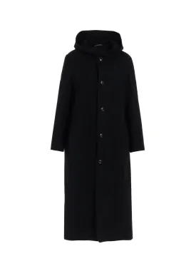 MILLING WOOL SERGE LONG COAT WITH HOODIE