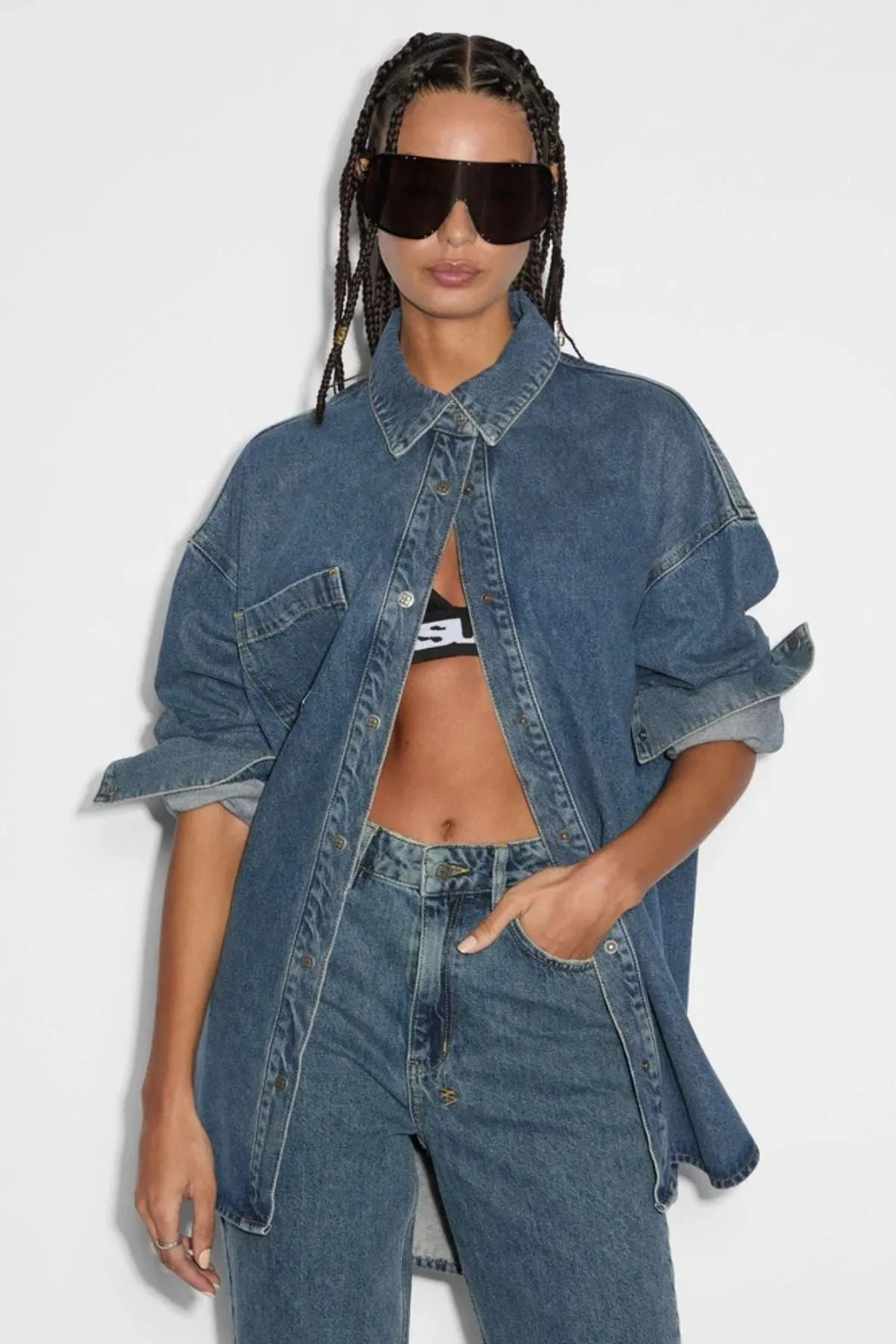 OVERSIZED LONG SLEEVE SHIRT SUBWAY DENIM
