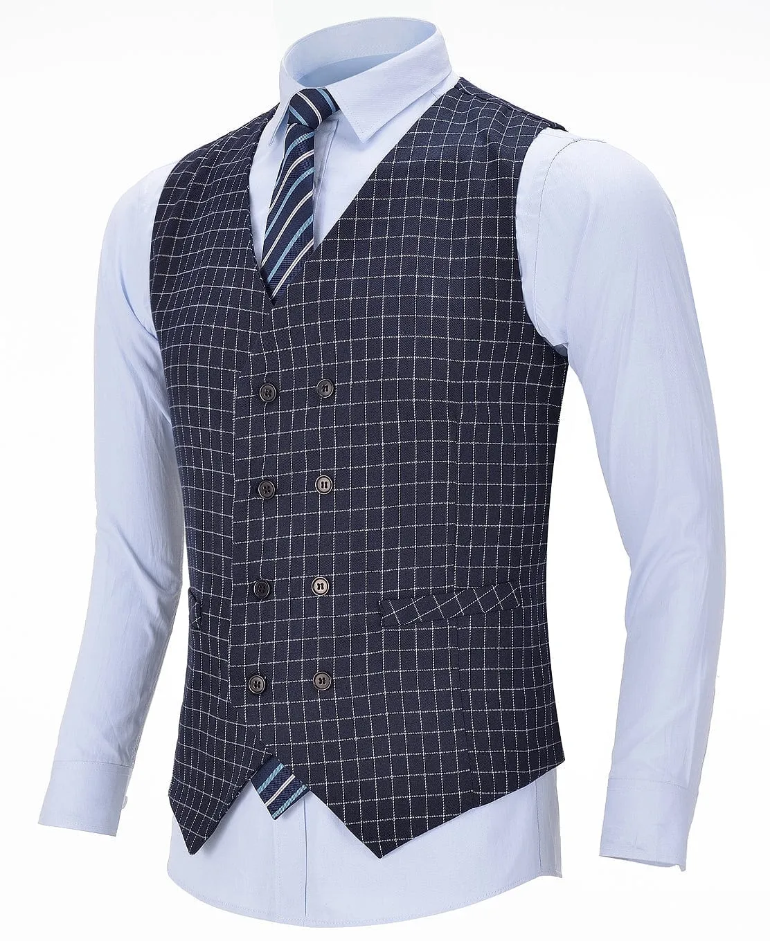 Plaid 3 Pieces Notch Lapel Mens Suit (Blazer vest Pants)