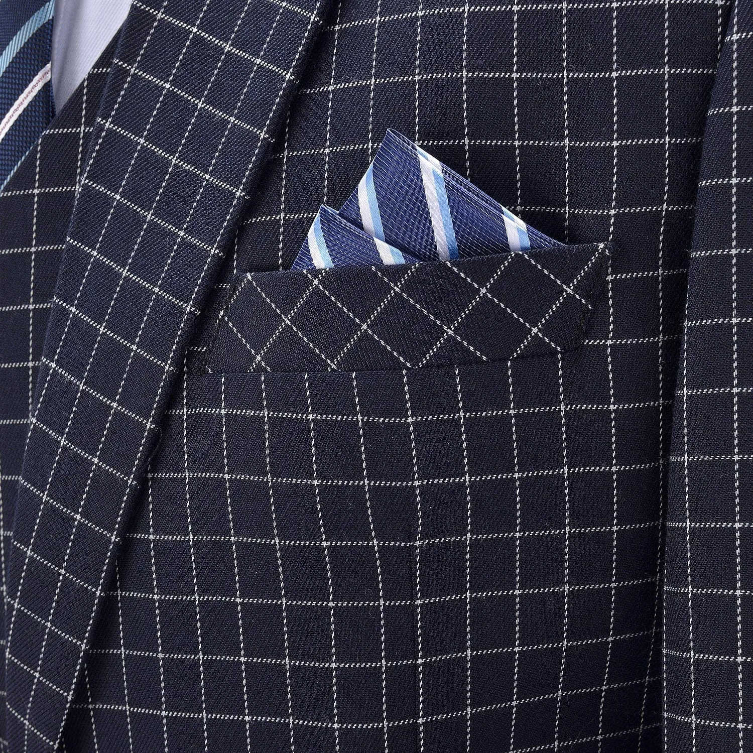 Plaid 3 Pieces Notch Lapel Mens Suit (Blazer vest Pants)