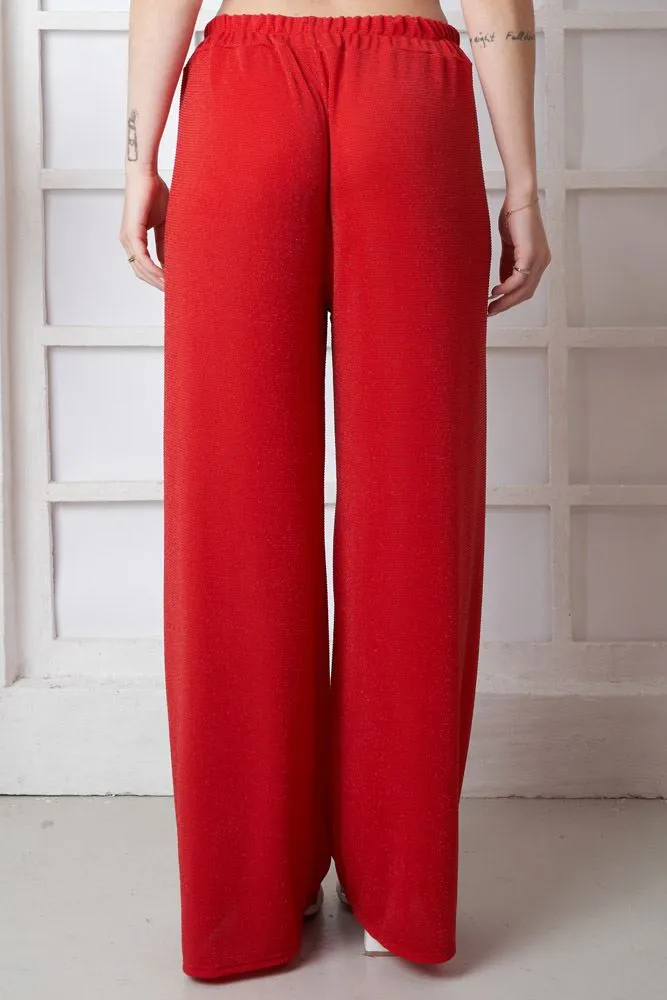 Plain Lurex Pattern Wide Leg Palazzo