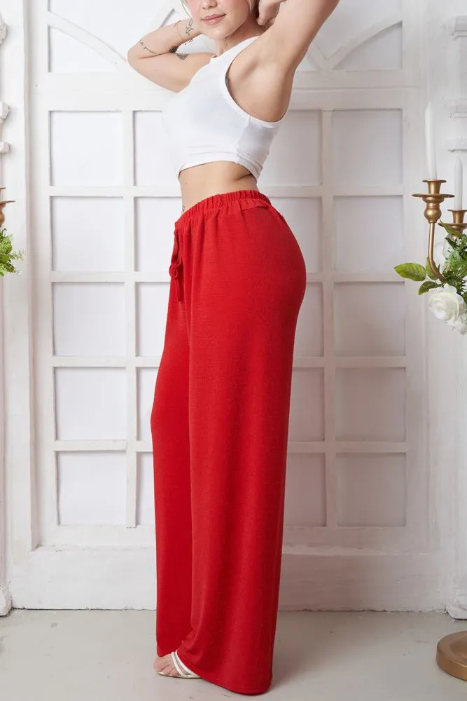 Plain Lurex Pattern Wide Leg Palazzo