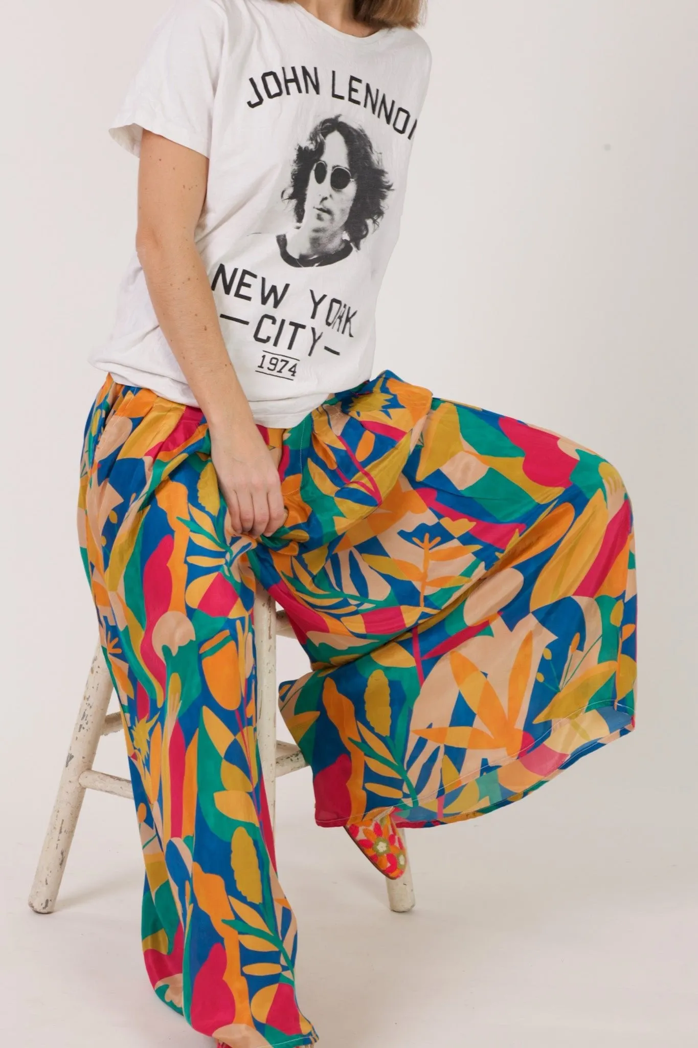 SILK WIDE LEG PANTS AMIRA