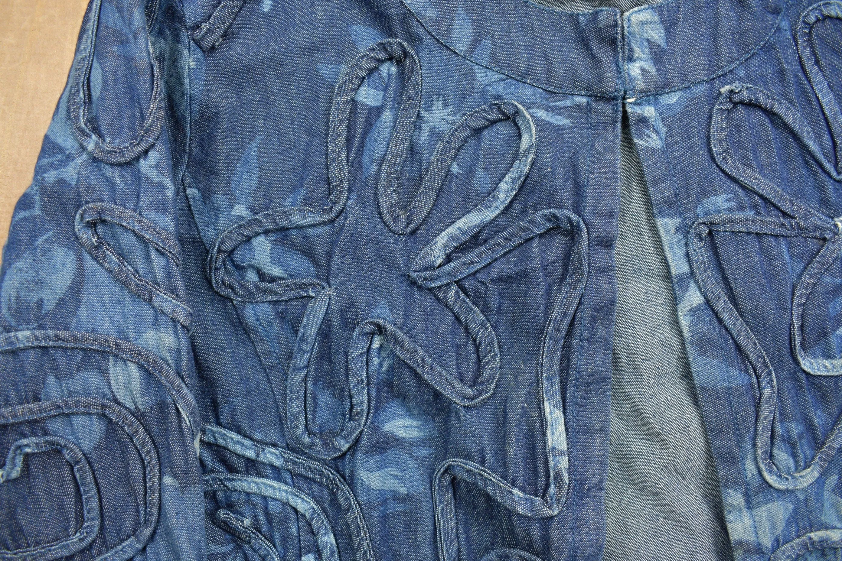 Vintage 1990s Tantrums Embroidered Abstract Pattern Denim Shirt