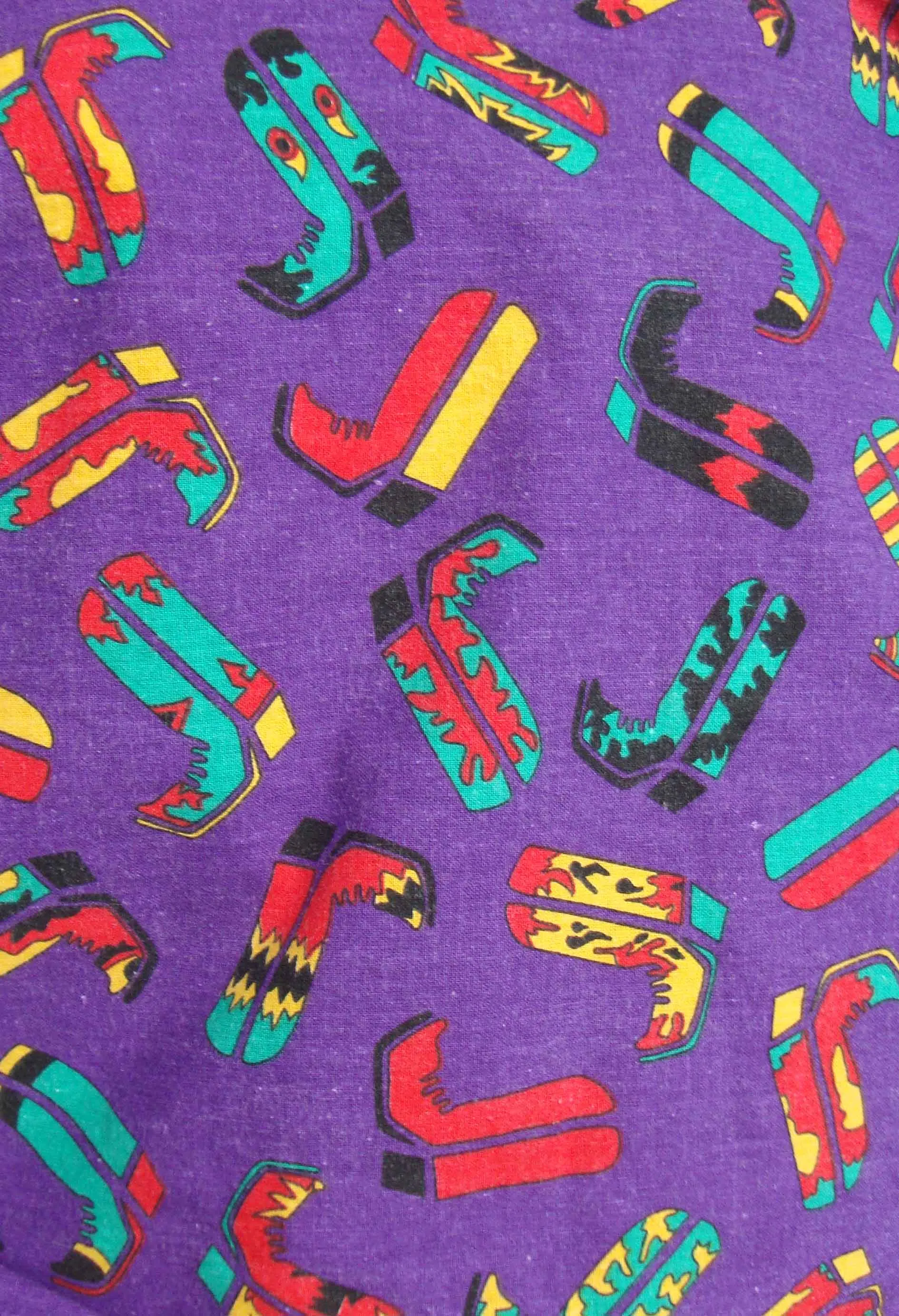 Vintage Rockmount Western Shirt Red & Purple Rodeo Boots Novelty Print L XL