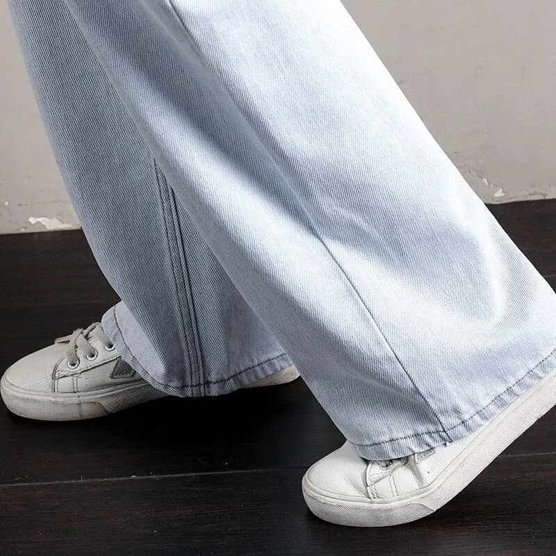 Wjczt Female Spring Summer New High Waist Wide Straight Tube Hanging Feeling Leg Pants Loose Jeans Thin Floor Mopping Trousers Women